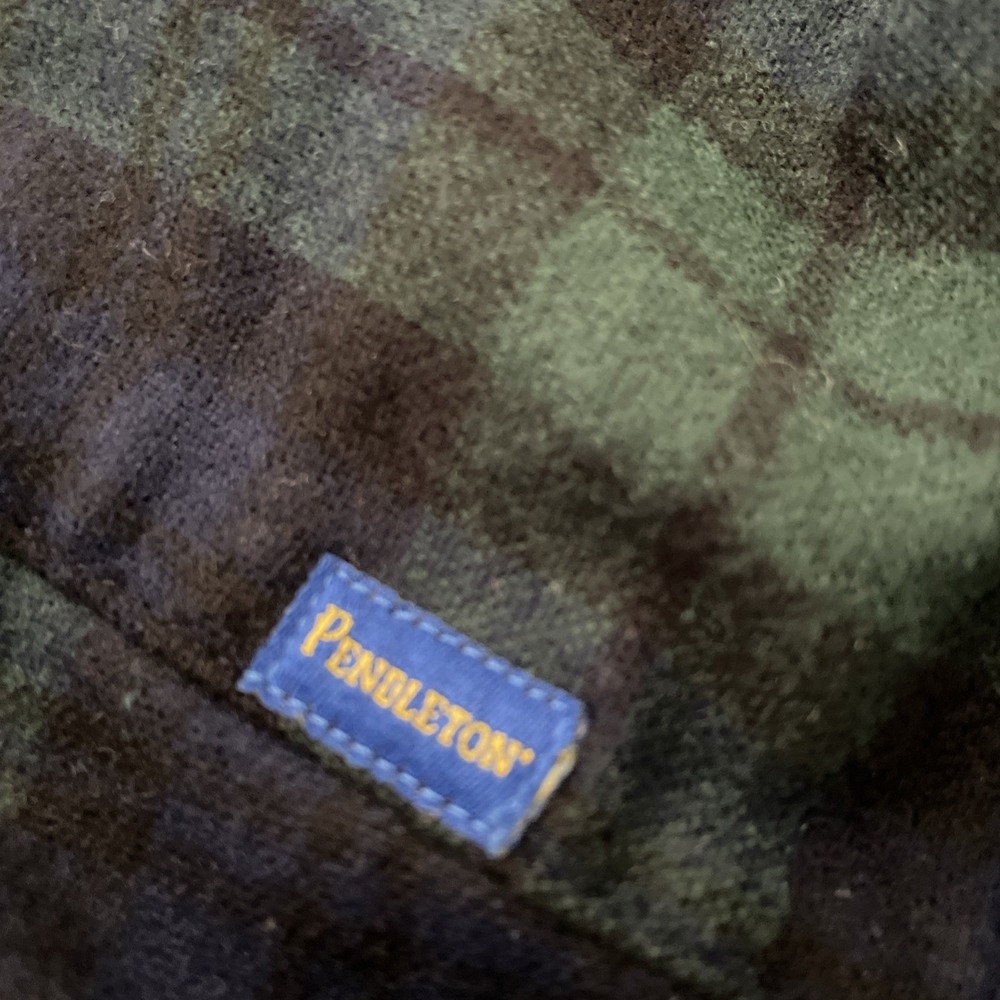 VTG Pendleton SoLo Mens XL Green & Blue Plaid Wool Long Sleeve Button Up USA - Picture 6 of 7